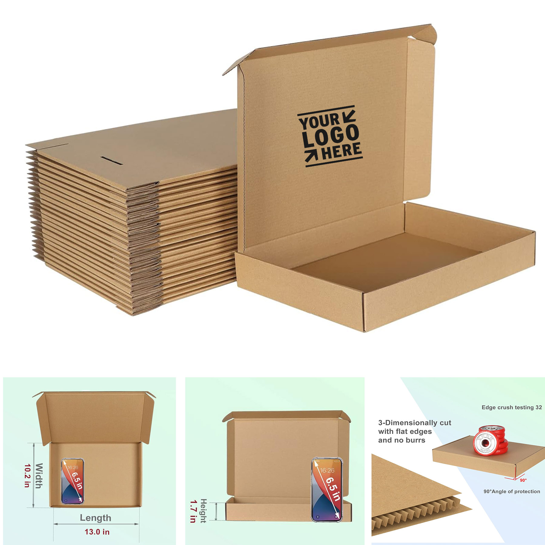 Durable 13.46x10.39x1.89 Inches Small Shipping Packing Corrugated Cardboard Box  2