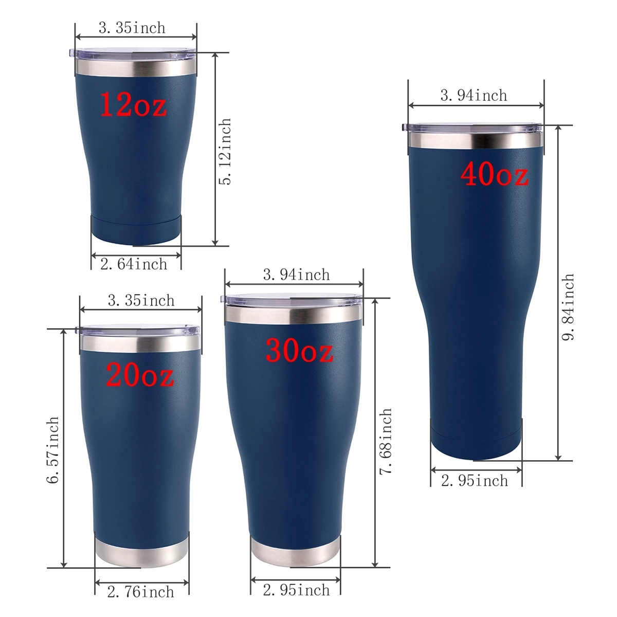 12 20 30 40oz Stainless Steel Vacuum Insulated Car Tumbler 2