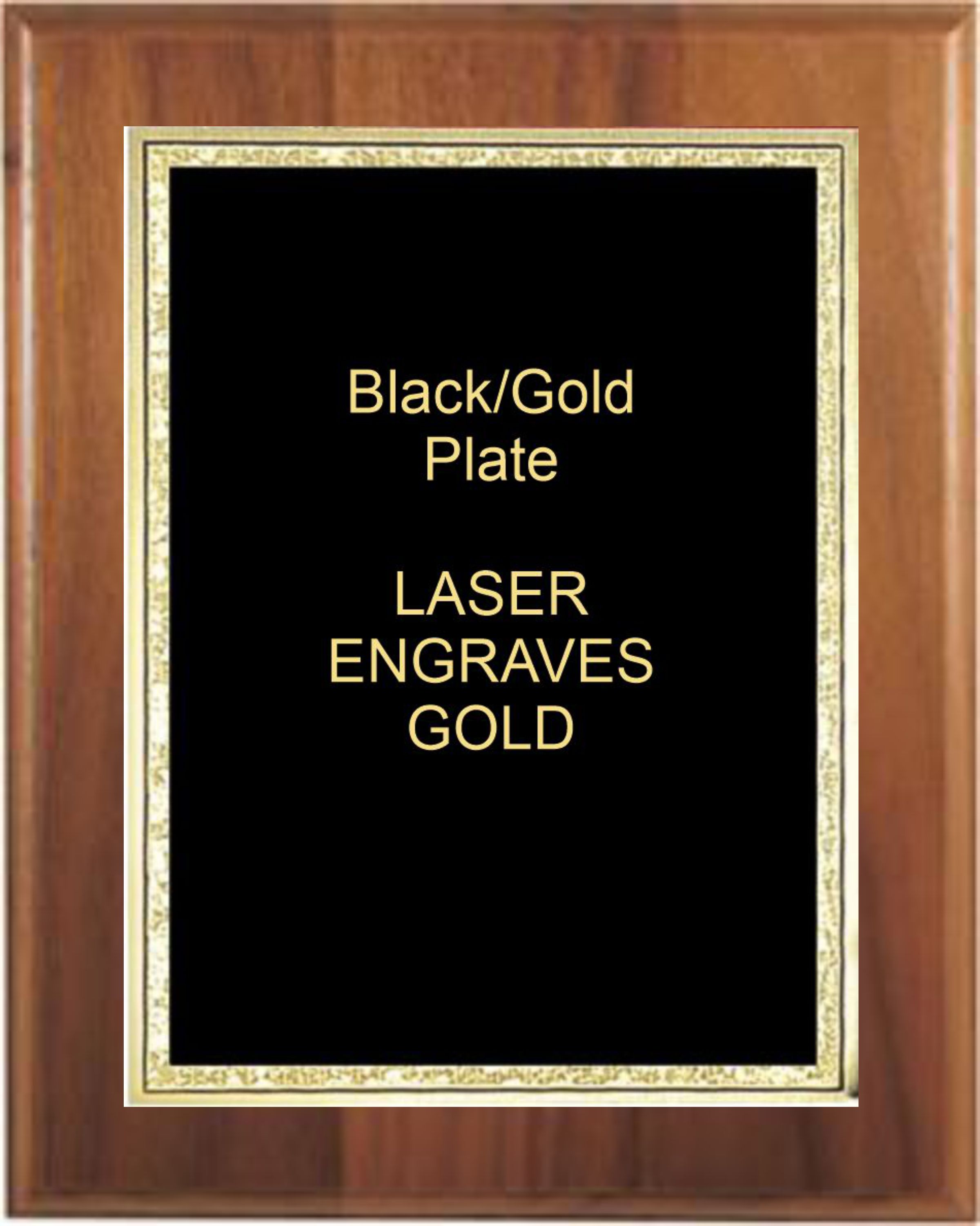 5" x 7" Genuine Walnut Step-Edge Plaque with a Black Florentine Plate. 2