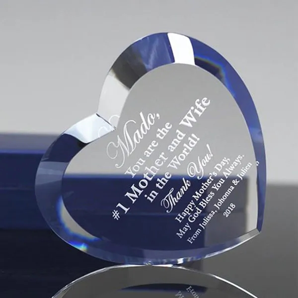 Beveled Heart Shape Crystal Paperweight 2