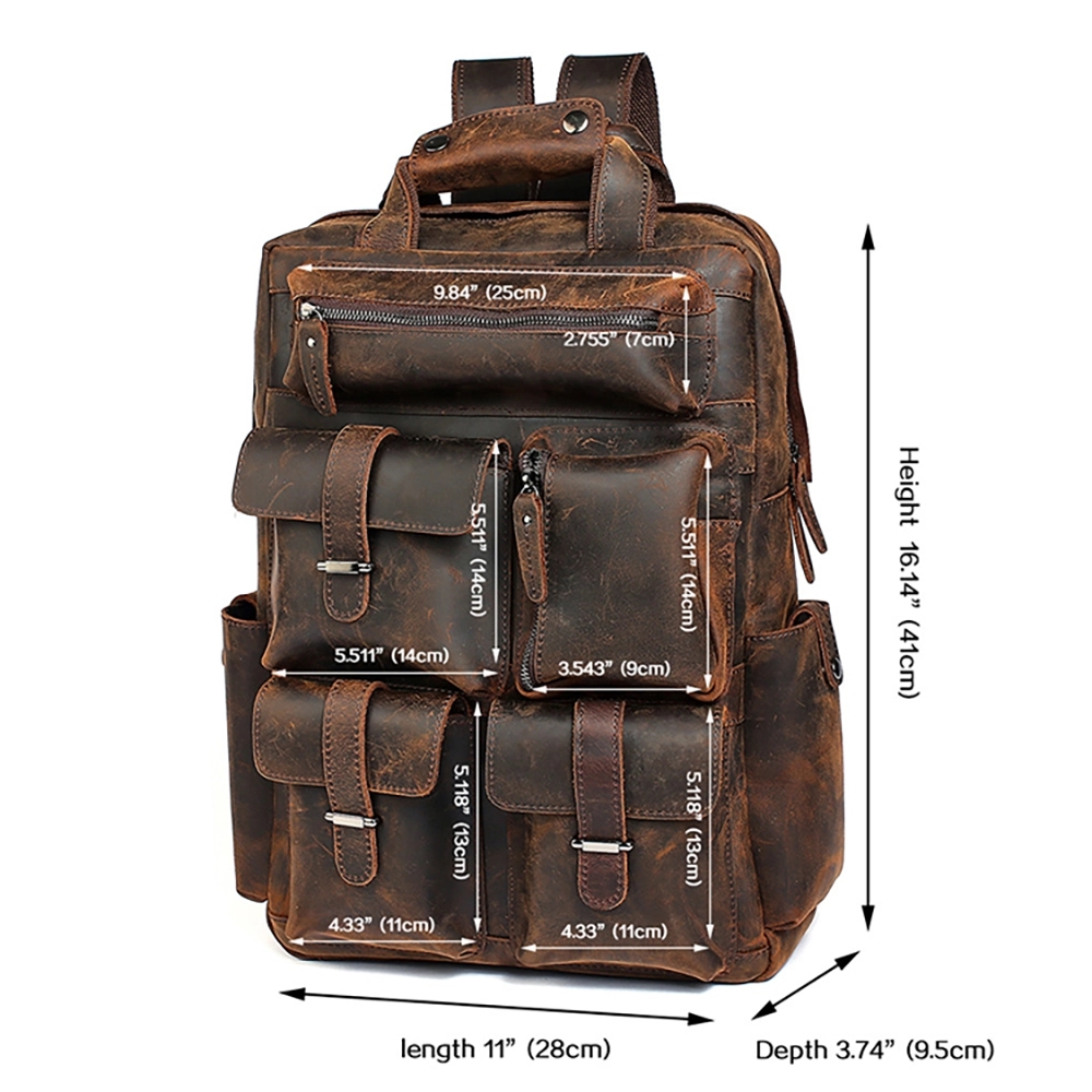 Retro Leather Travel Backpack 5
