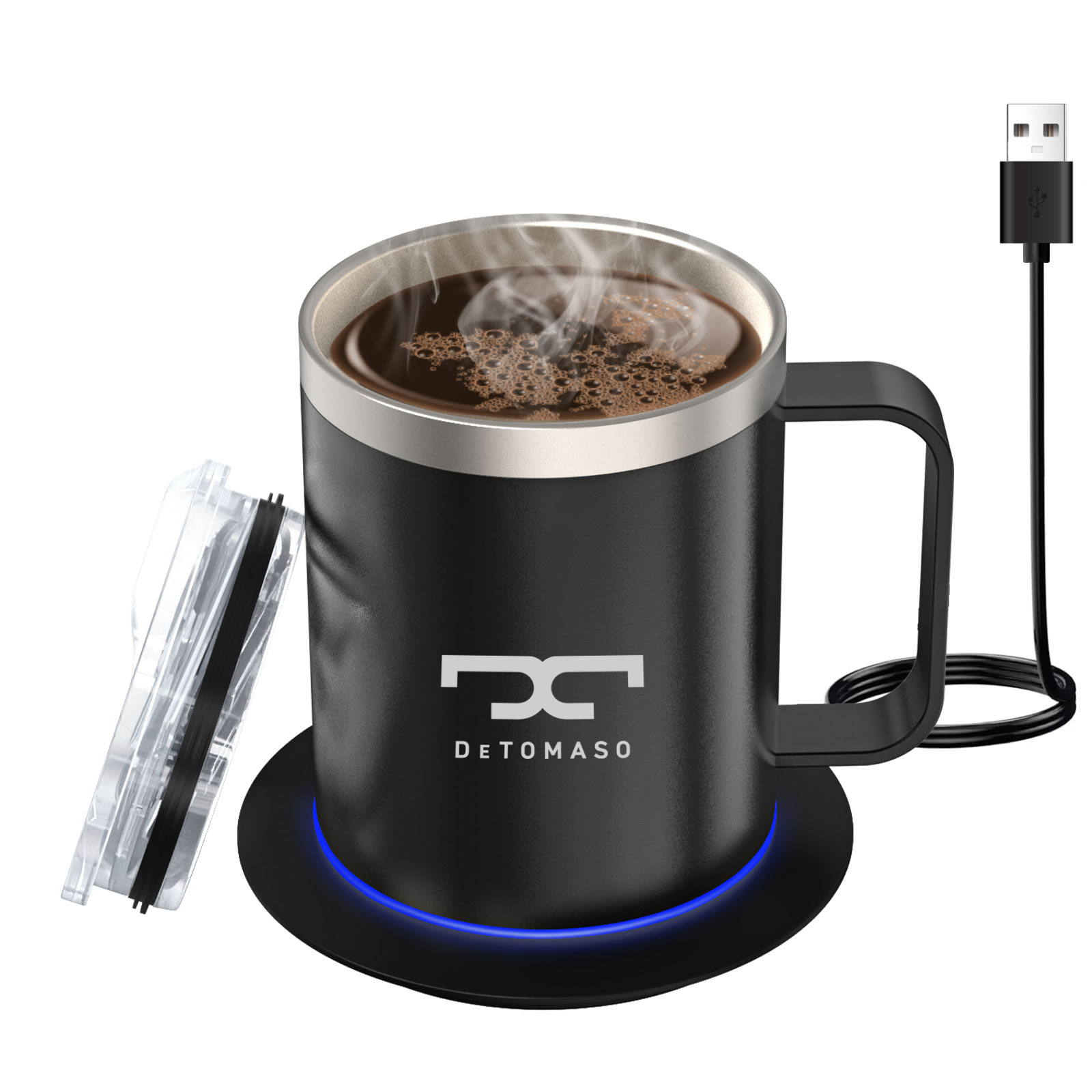 Stainless Steel Smart Mug Warmer with Light-Up Heating Base 11