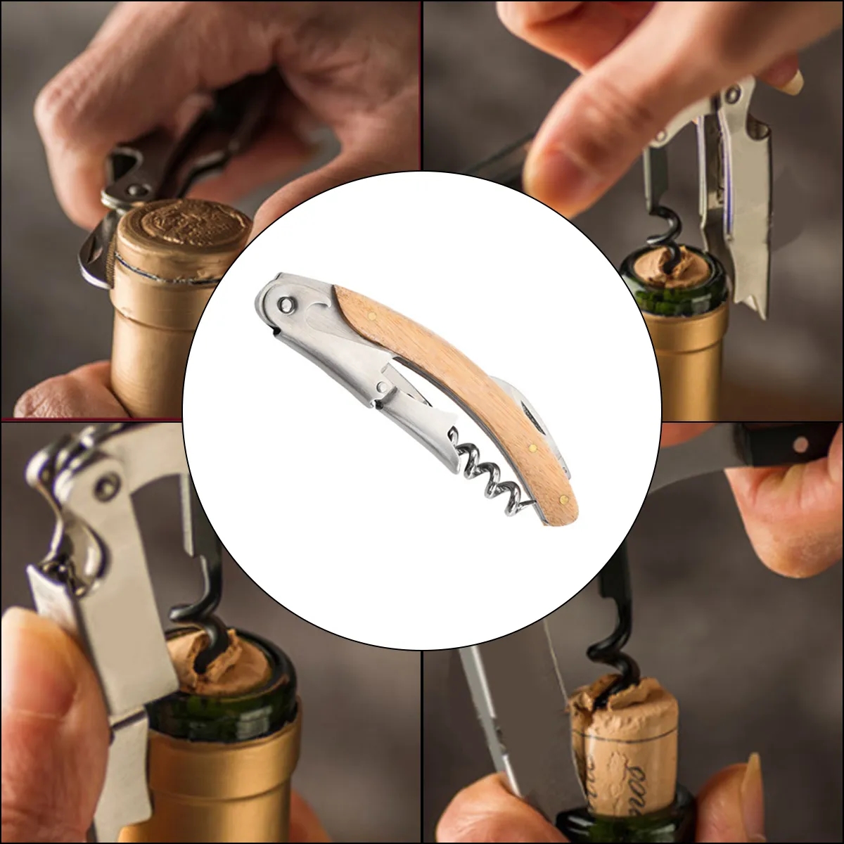 Professional Waiter's Corkscrew with Wood Handle 1
