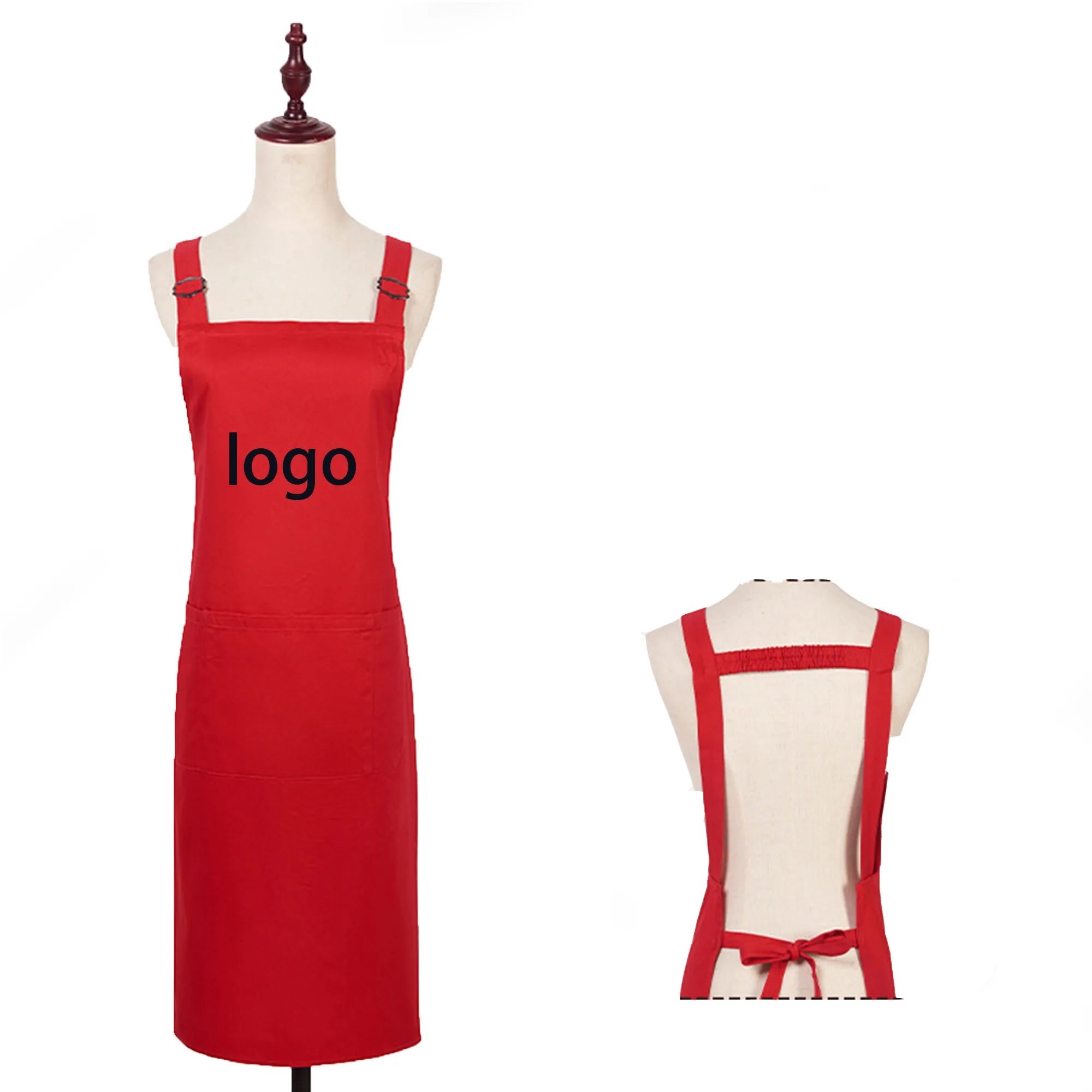Custom Cotton Kitchen Apron With Two Pockets 3