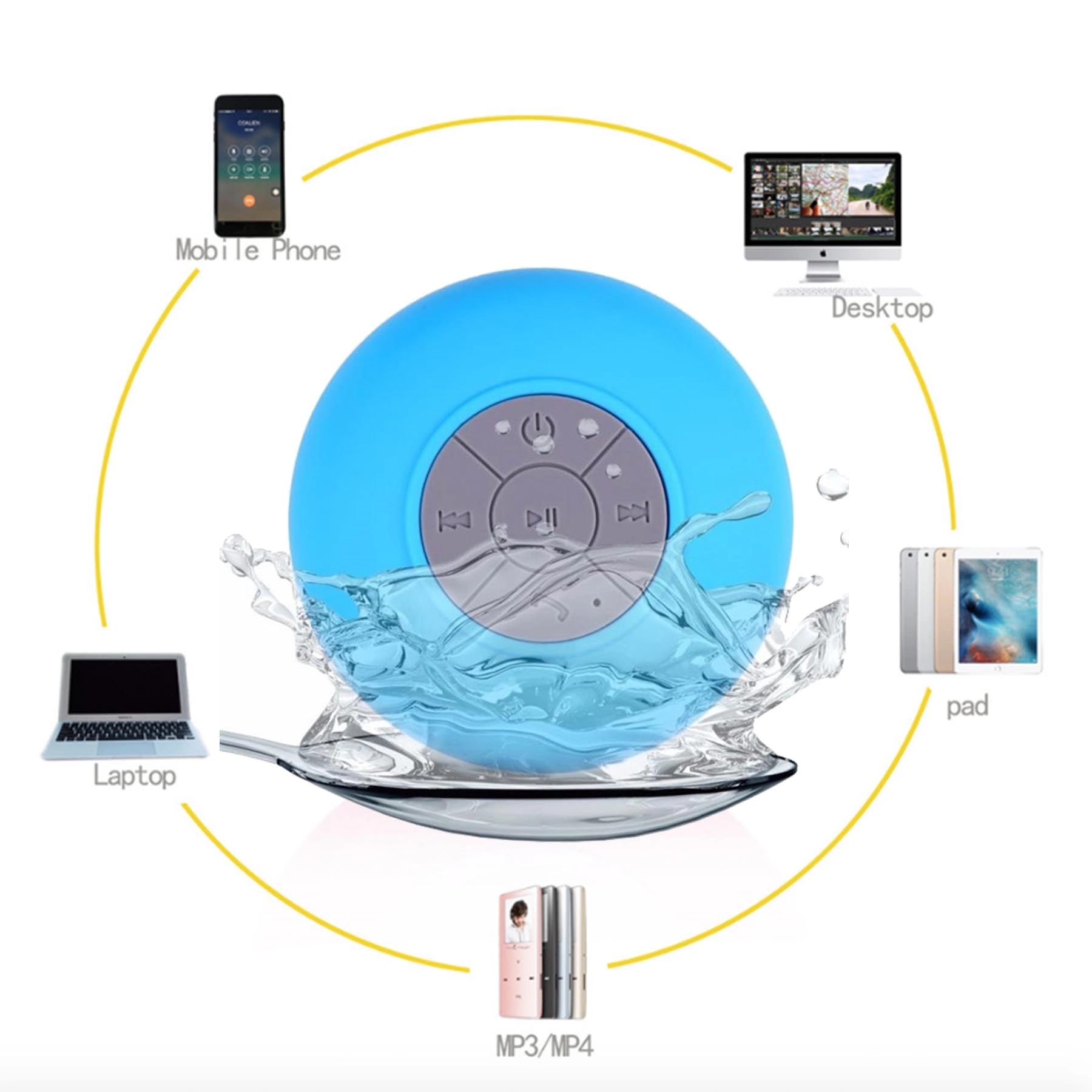 Shower Waterproof Sucker Wireless Bluetooth Speaker 3