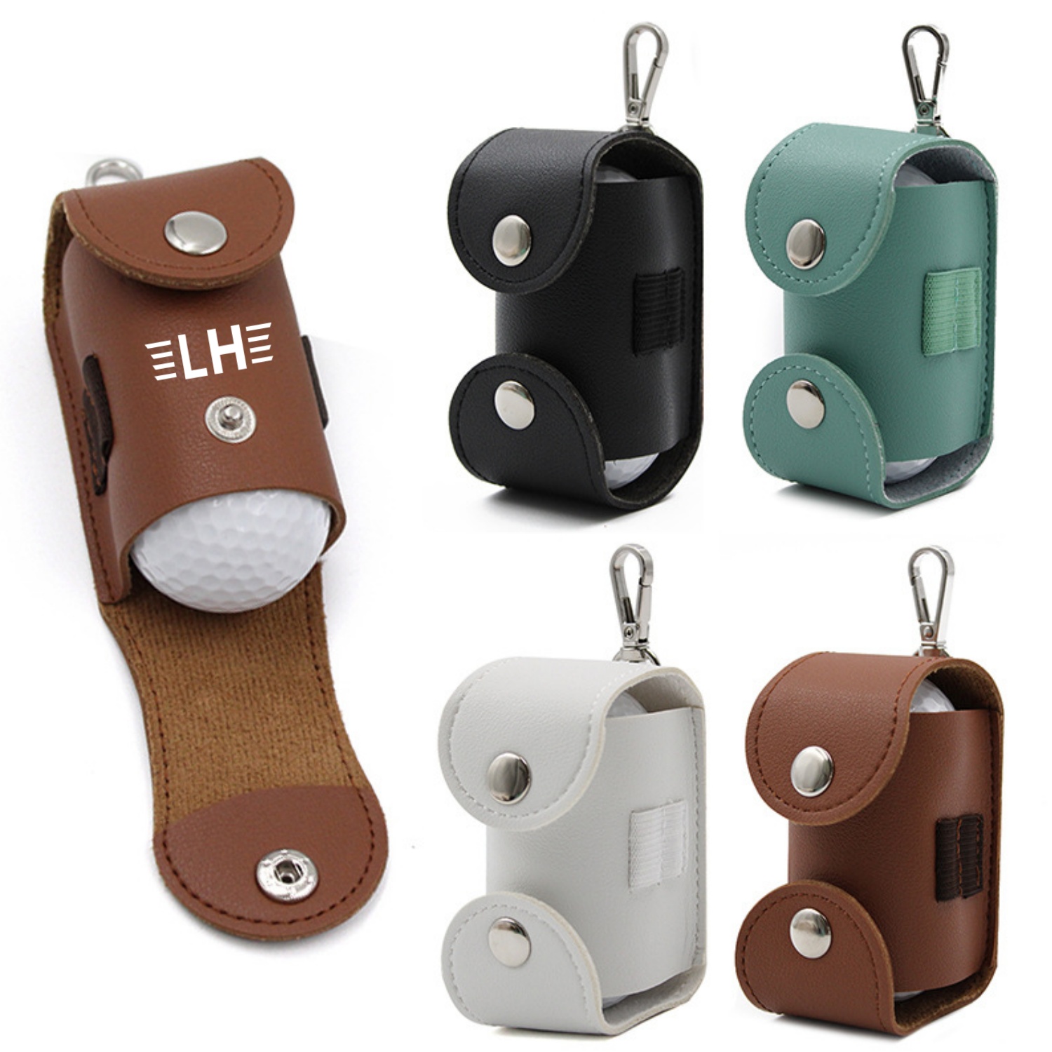 PU Leather Golf Ball Pouch with Clip 4