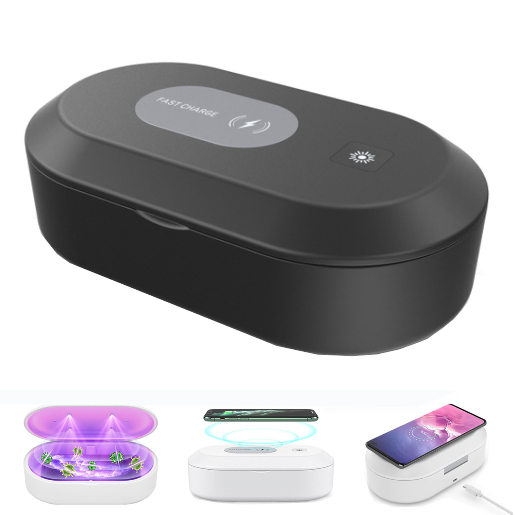 UV light Sanitizer Box with Qi-certified Wireless Charger 1