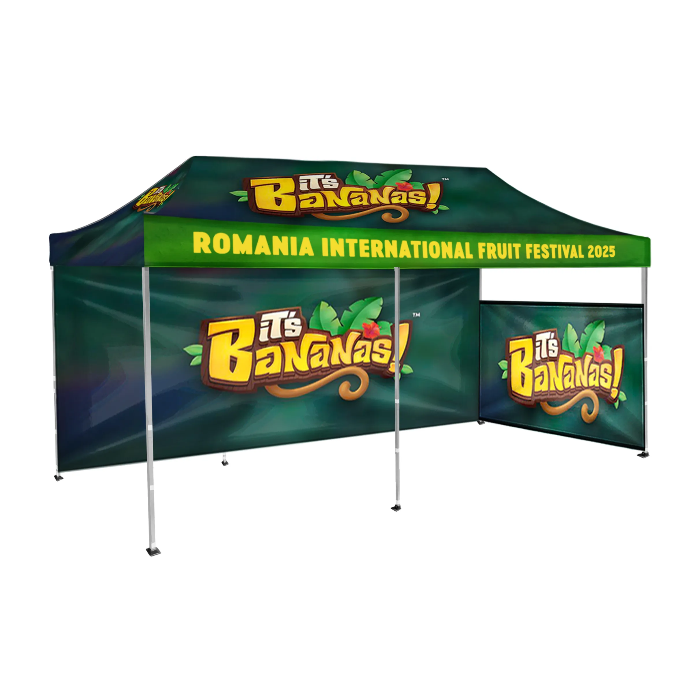 10'x20' Tent Canopy w frame, 1 side half + 1 long full wall 1