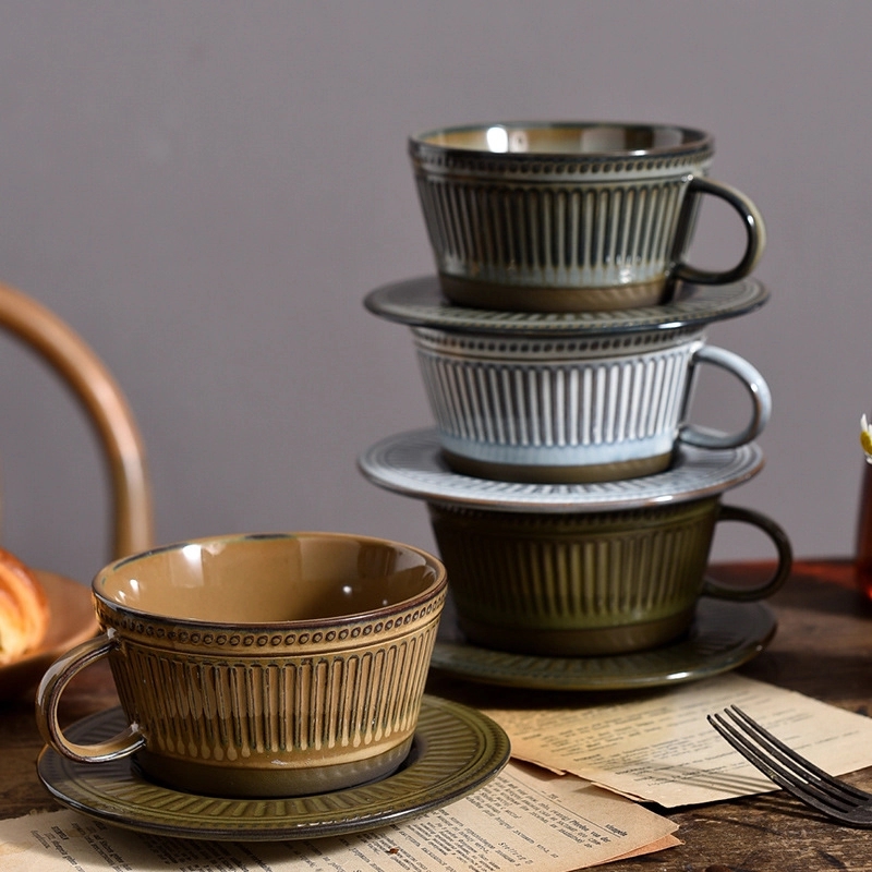 Custom 10 oz Ceramic Coffee Mug Saucer Set 3