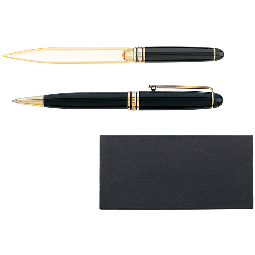 Danish-I Brass Letter Opener with GS Double Pen Set 11