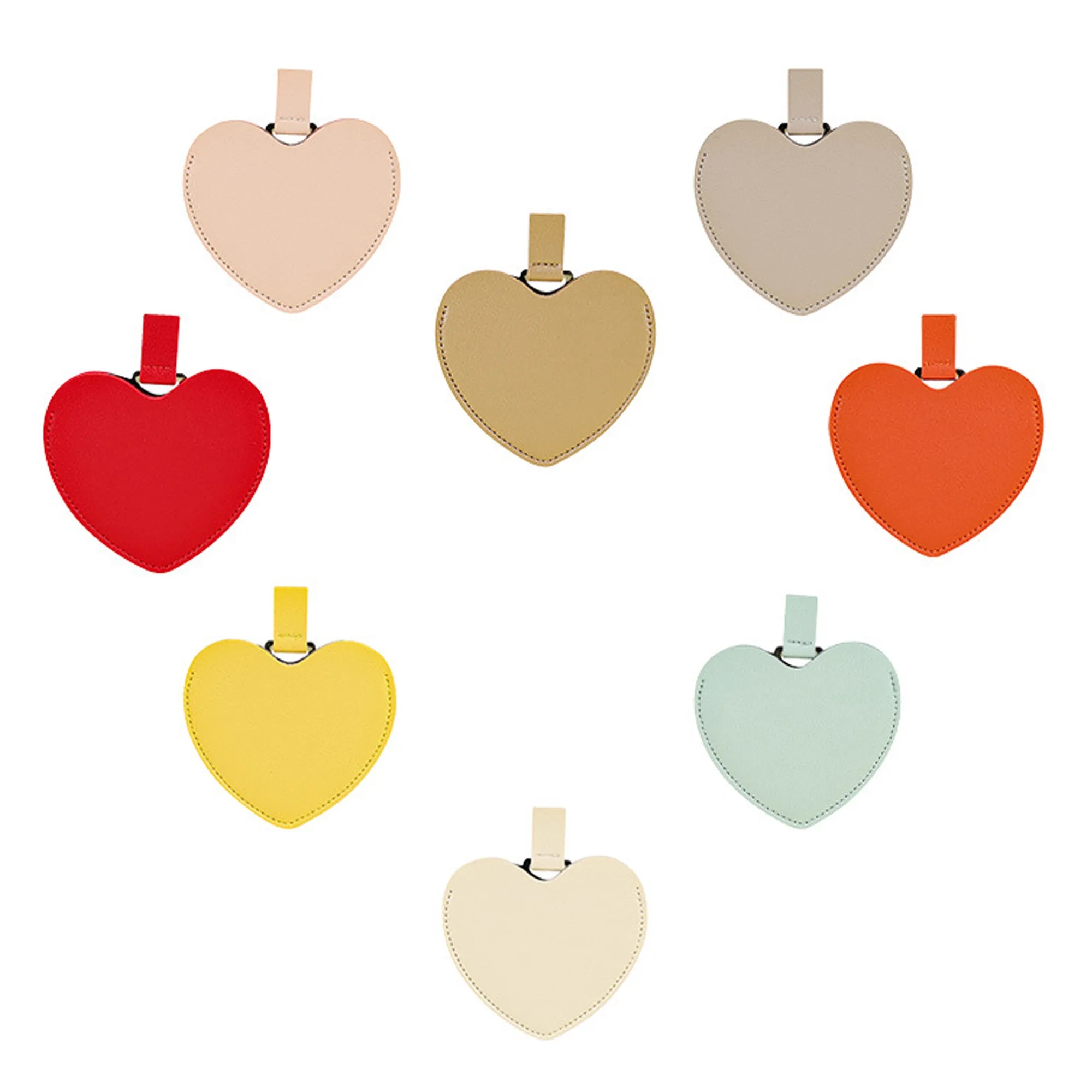 Heart Shaped Leather Makeup Mirror 4