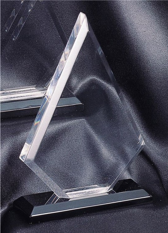 6-1/2" Triangle Crystal Clear Acrylic Award w/ Black Base 2