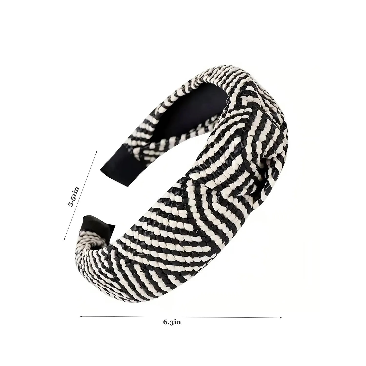 Wide Brim Straw Headband for Women -Elegant Knot Design 7