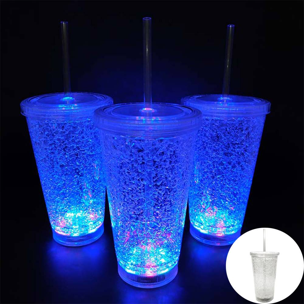 Plastic Led Light Up Travel Mug Tumbler With Straw 2