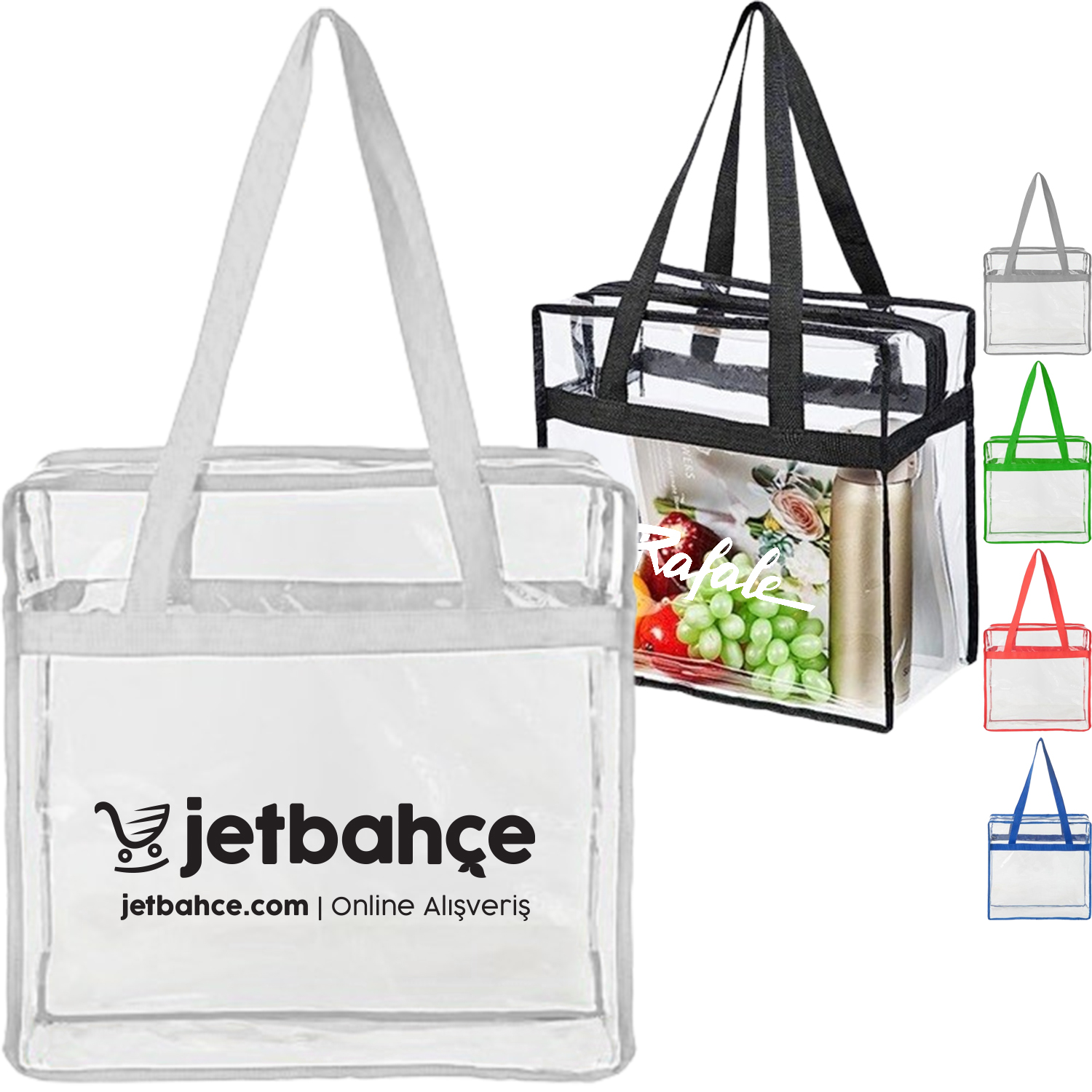 Contrast Binding Clear PVC Transparent Tote Bag 6