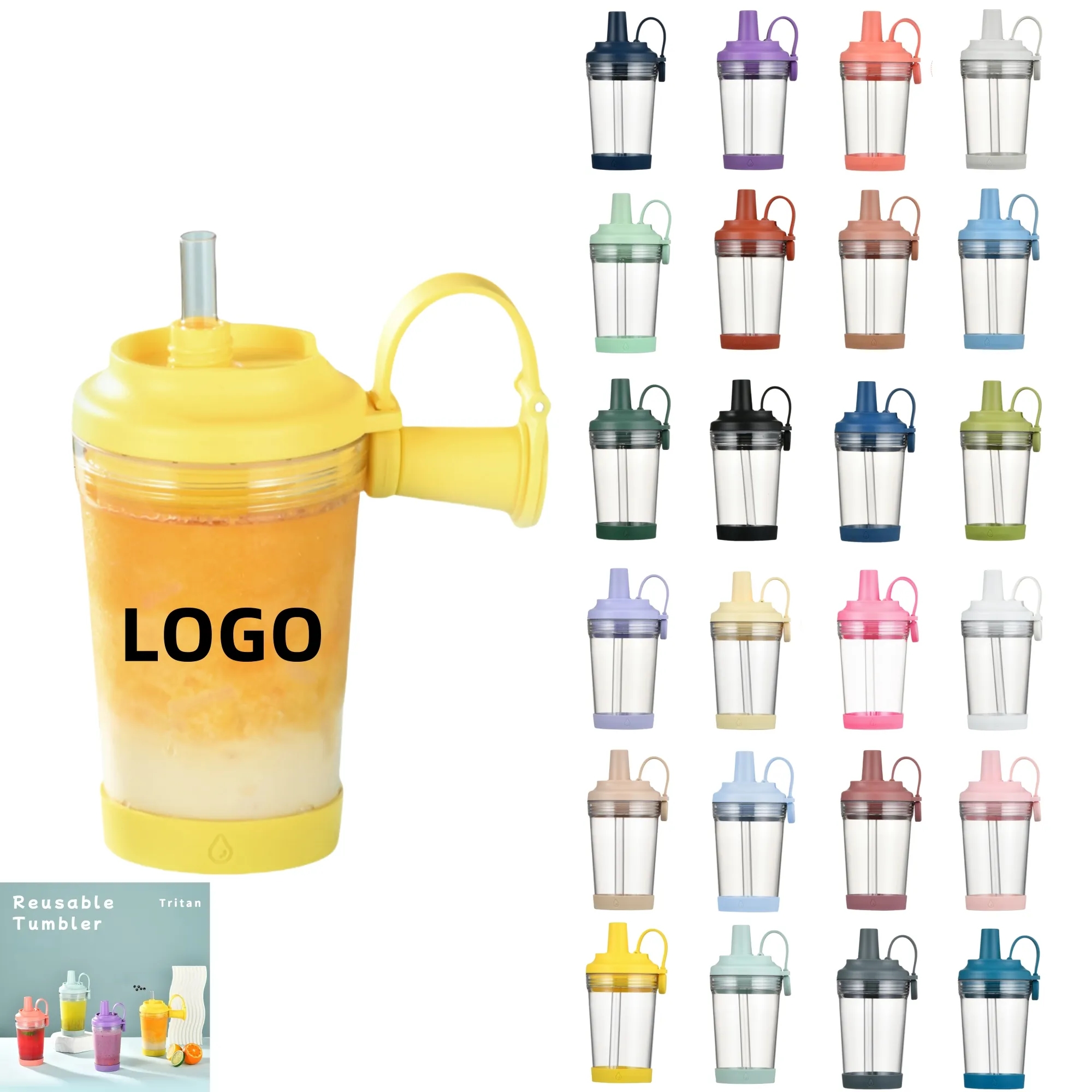 17oz Tritan Magnetic Handle Straw Cup 8