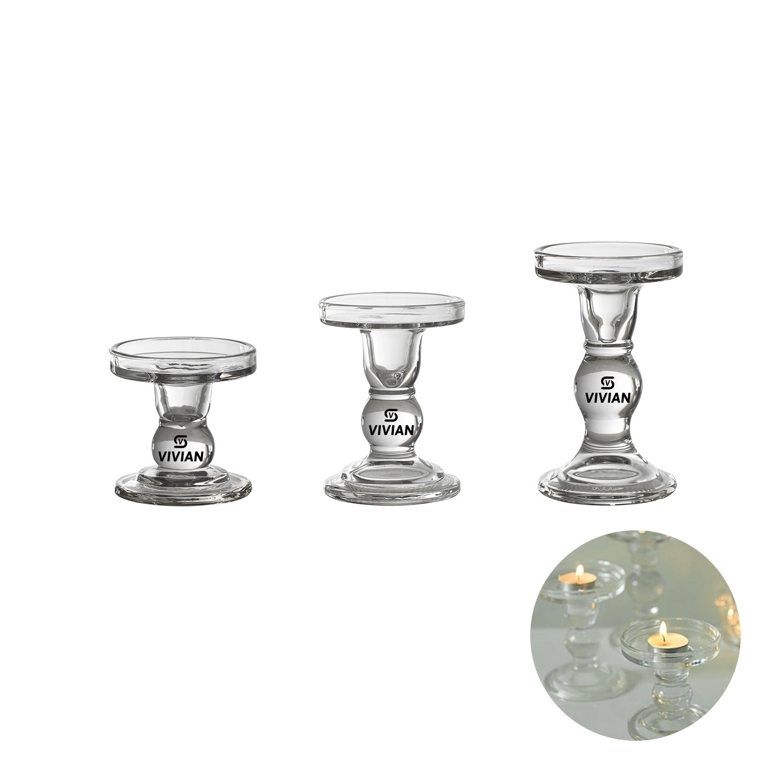 Glass Taper Candlestick For Pillar Candles 2