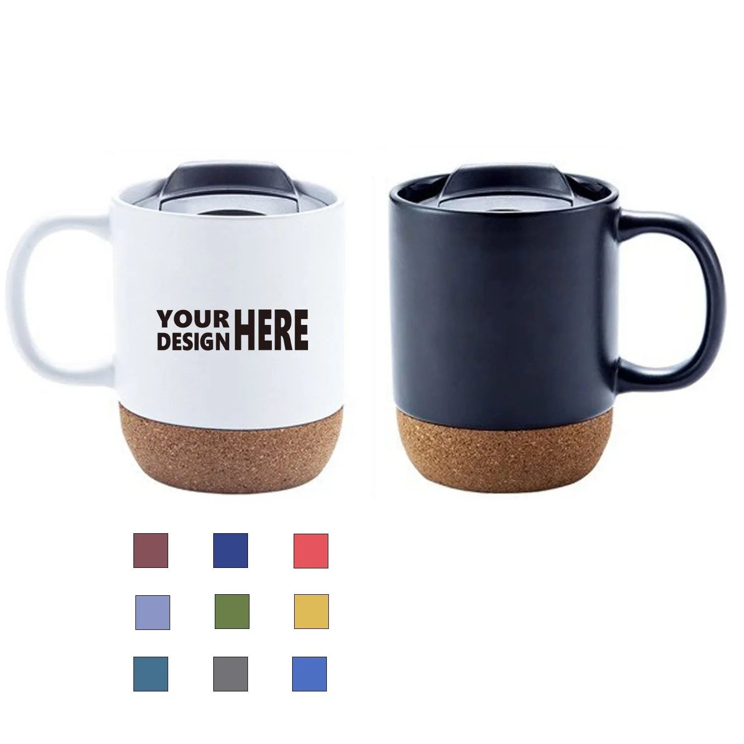 Ceramic Coffee Mug with Cork Bottom and Spill Proof Lid 1