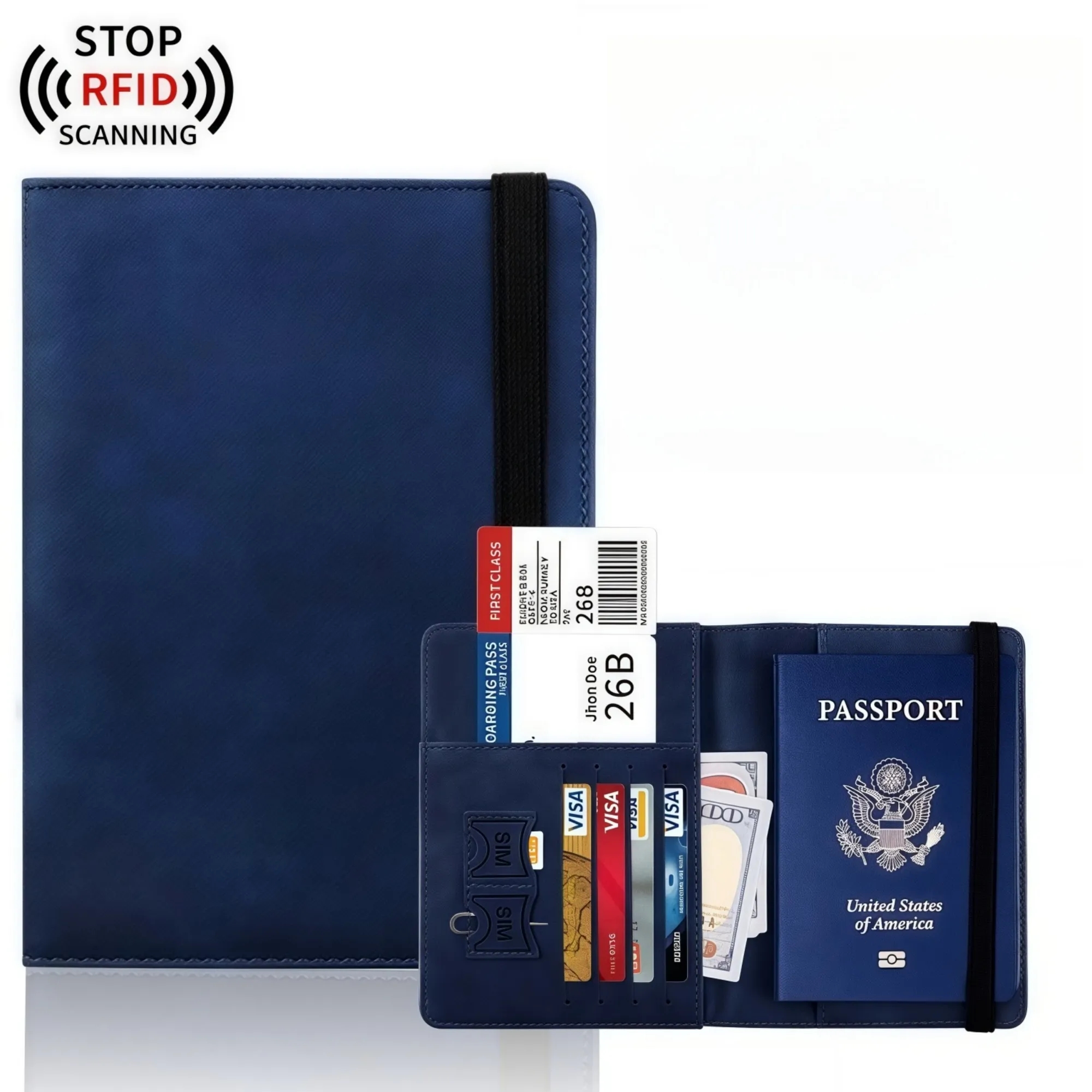 RFID-Blocking PU Leather Passport Holder 8