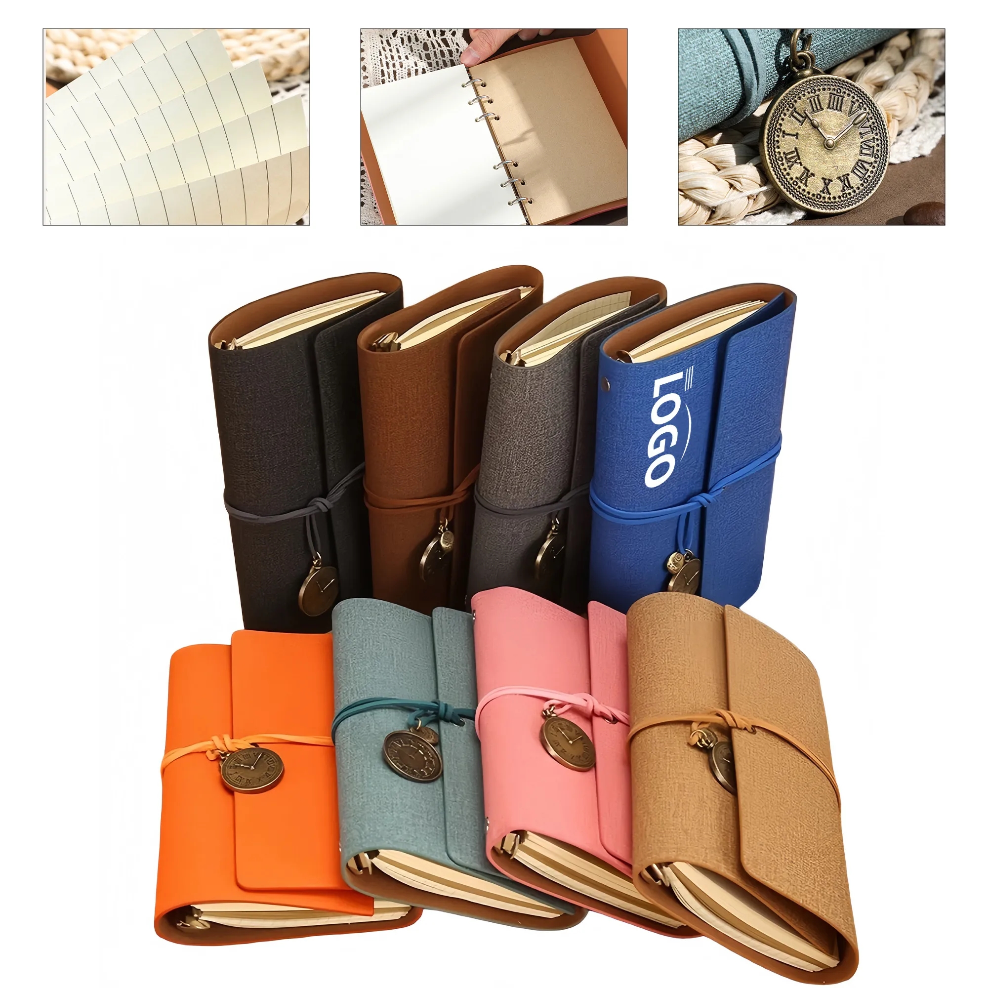 A6 Faux Leather Travel Journal, Refillable Vintage Notebook