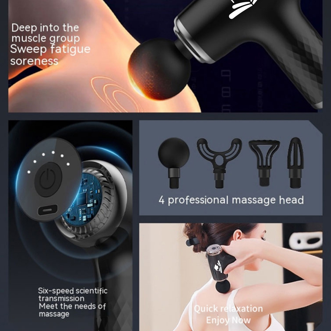 Verdure Massage Gun with 6 Speeds, Dual Batteries, and 4 Attachments in a Zip Bag 7