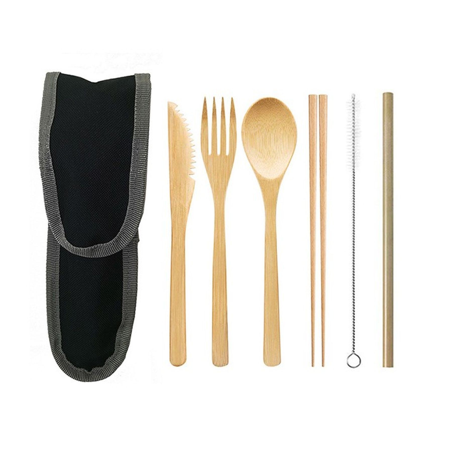 Travel Bamboo Cutlery Set Organic Utensils With Case 20