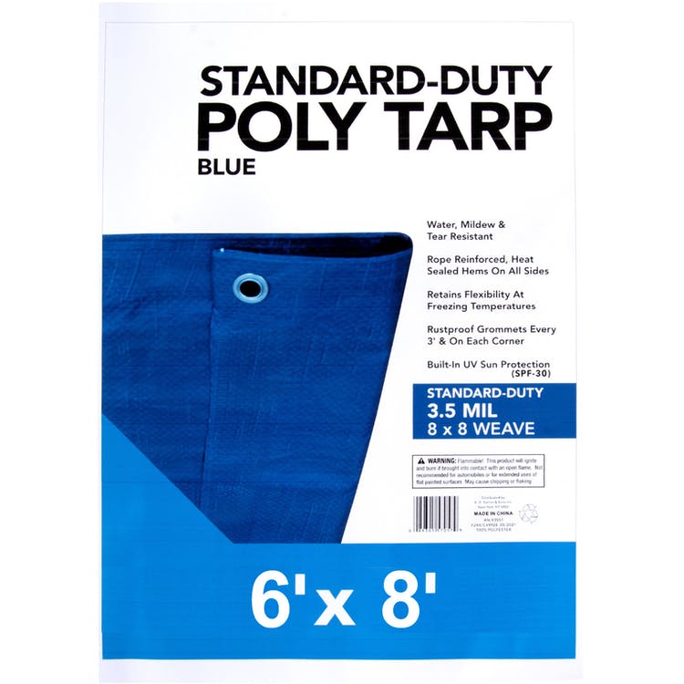 Blue Weatherproof Tarps - 6' x 8' Poly 1