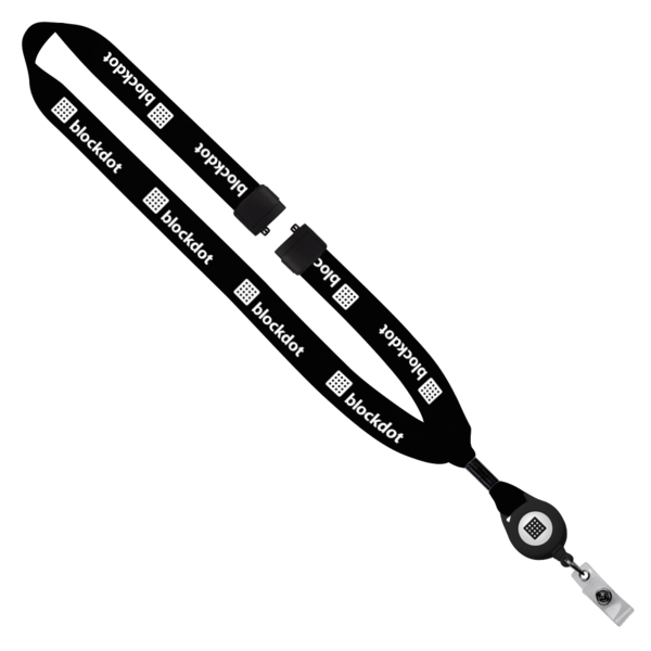3/4" Cotton Lanyard with Metal Crimp & Retractable Badge Reel 200