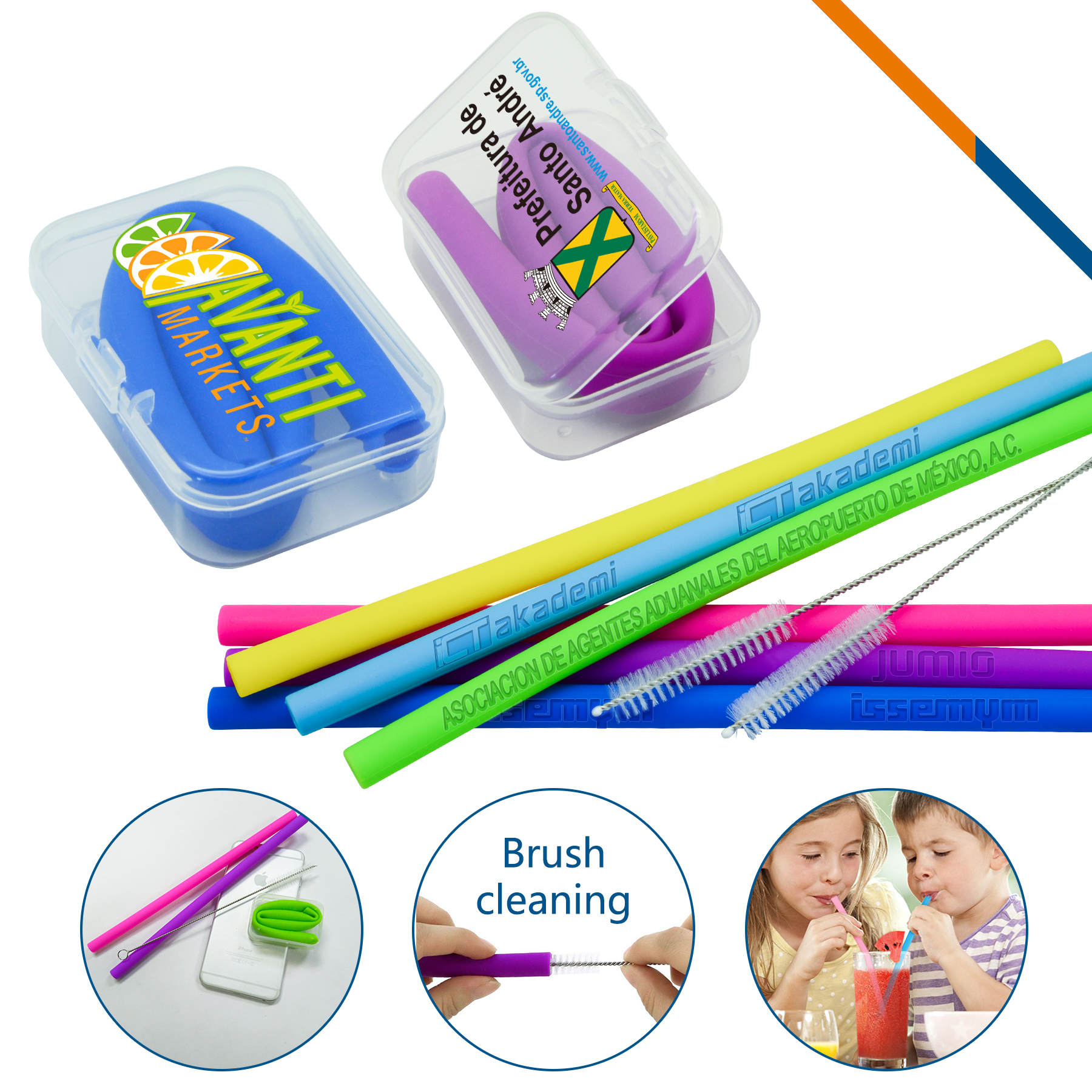 Rainbow Silicone Straw, custom straw with logo imprint 19