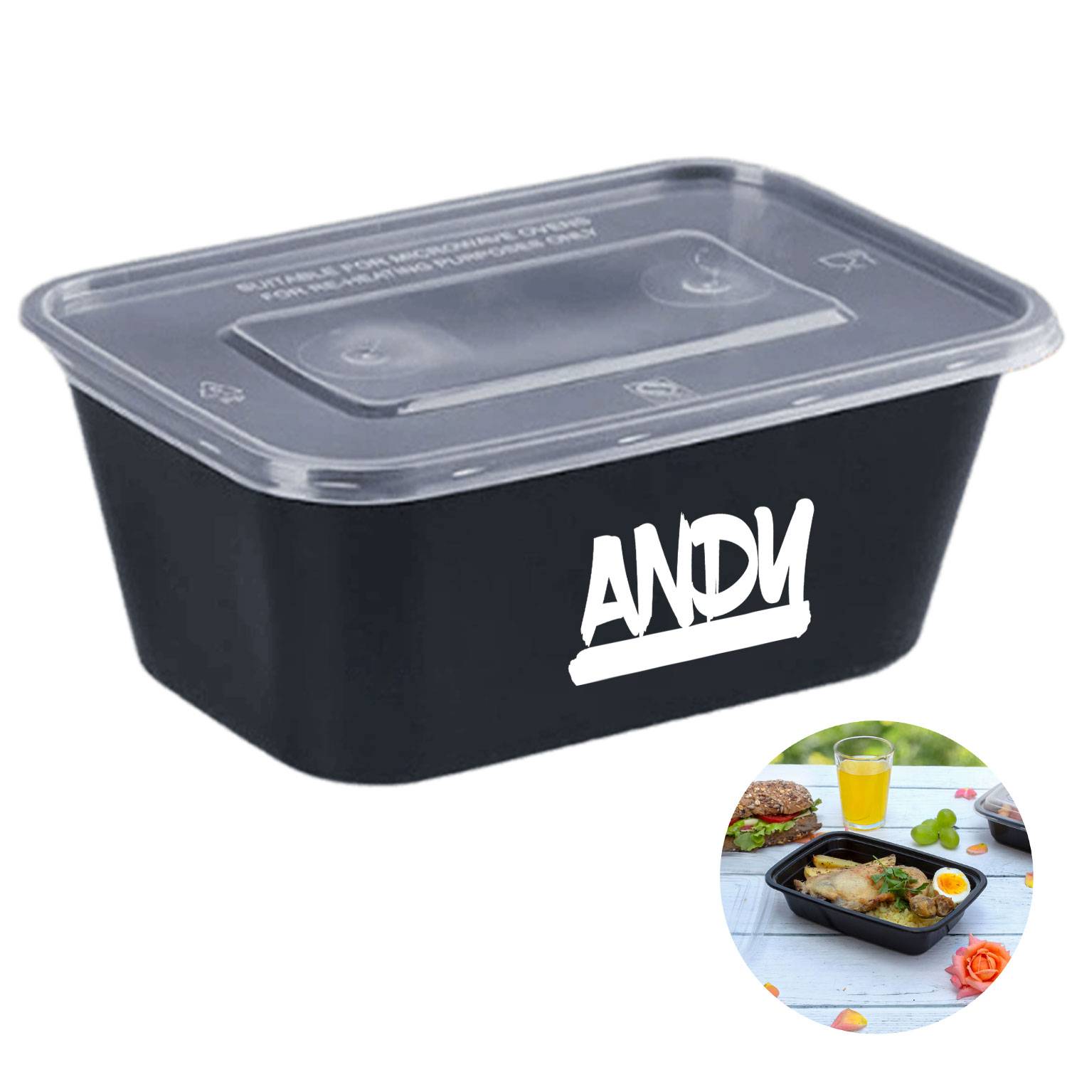 27oz Pack of 50 Food-Grade Black Bottom Meal Boxes 2