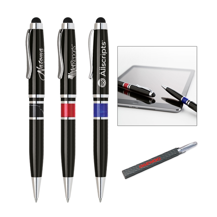 Lacquered Brass twist ballpoint pen with touchscreen stylus 1