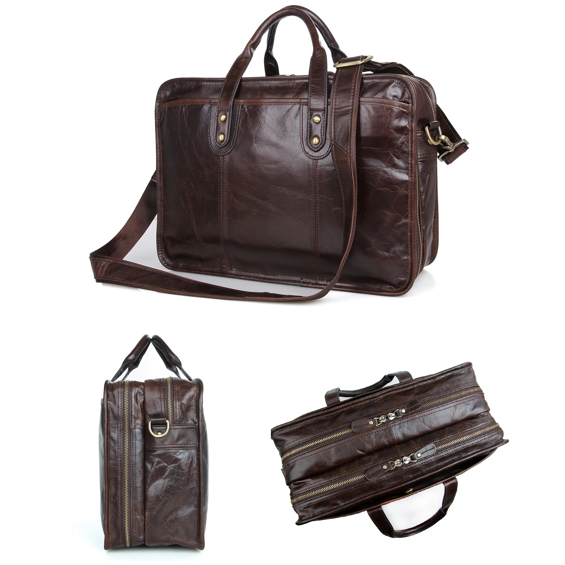 Leather Waterproof Briefcases Messenger bag for Men 7