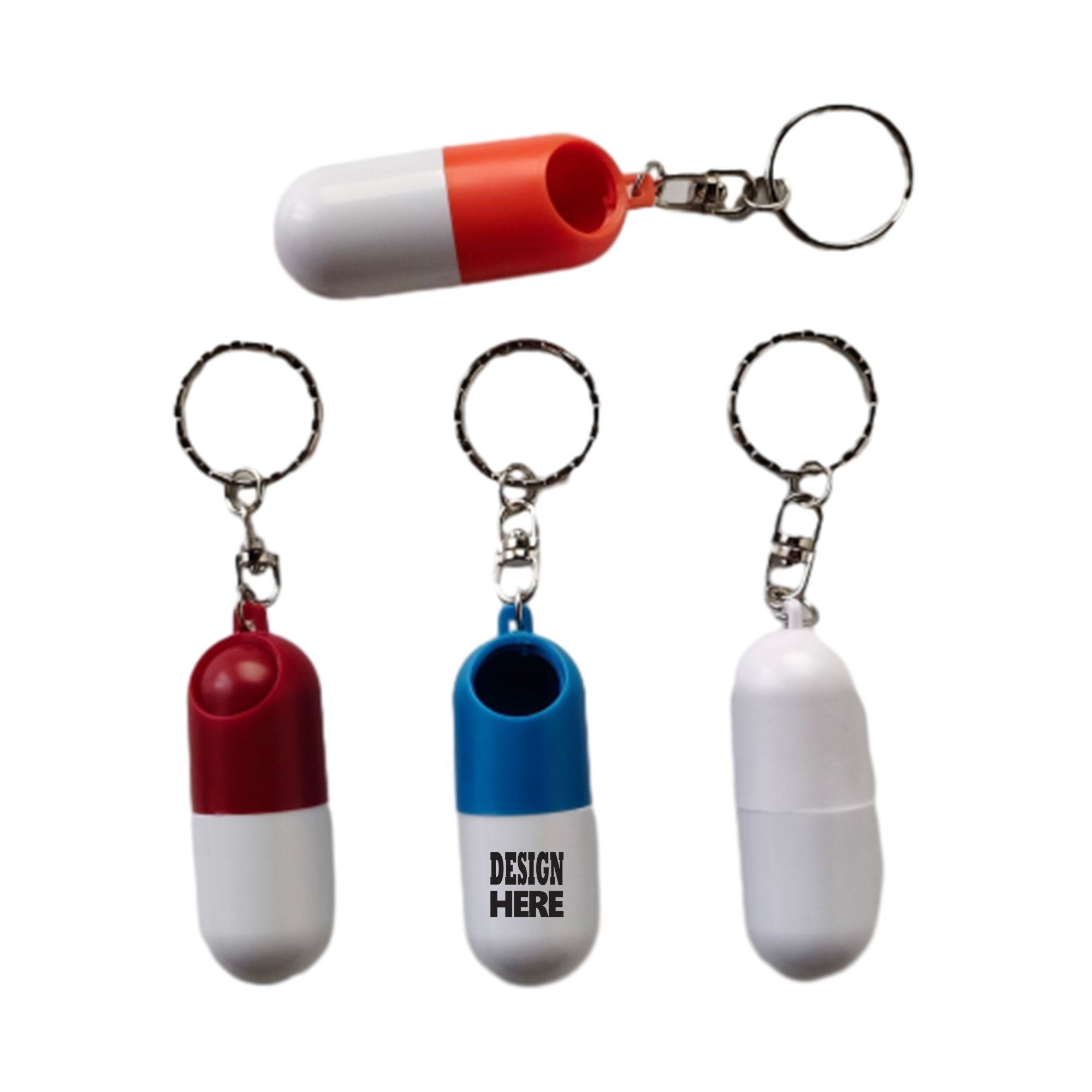 Creative Capsule Pill Holder Keychain Case 1