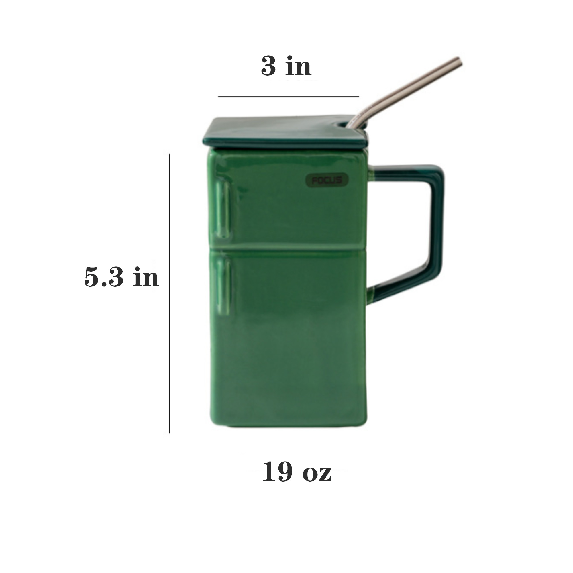 19oz Refrigerator shaped Ceramic Mug with Straw 3