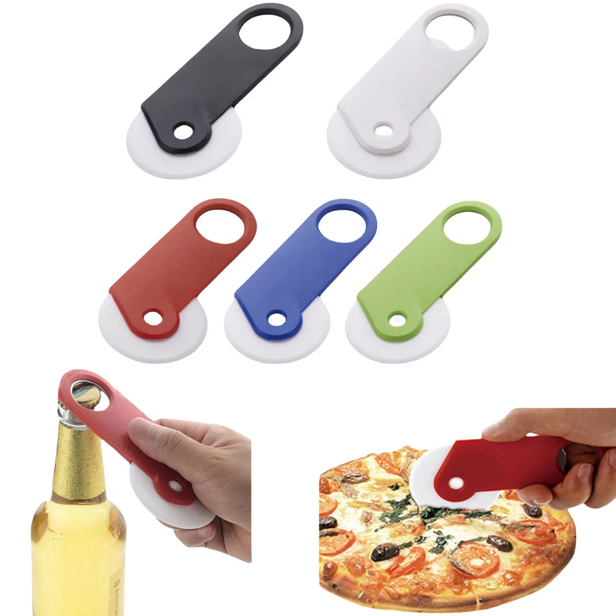 Plastic pizza cutter with bottle opener 4