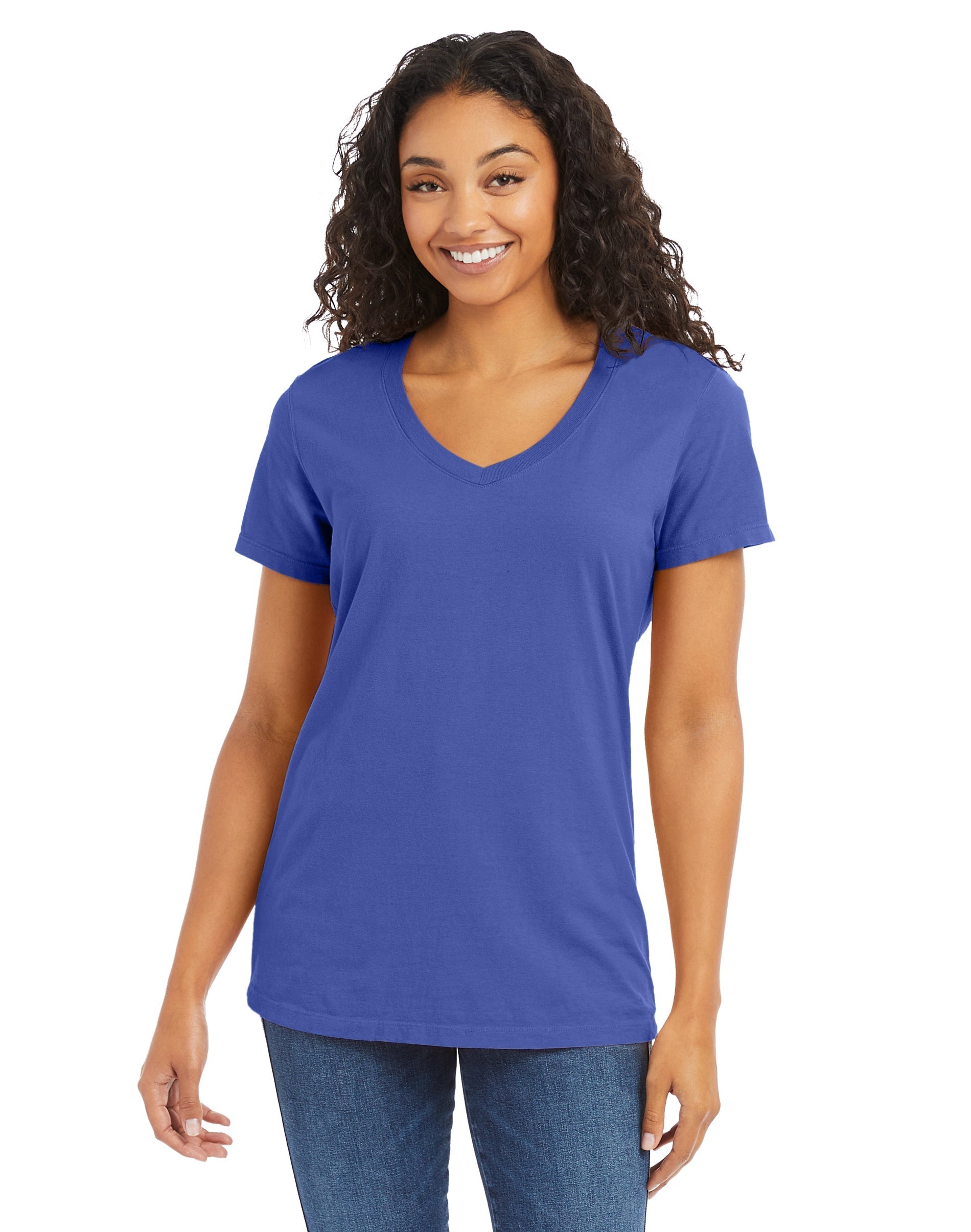 ComfortWash Ladies Short Sleeve V-Neck Tee 1