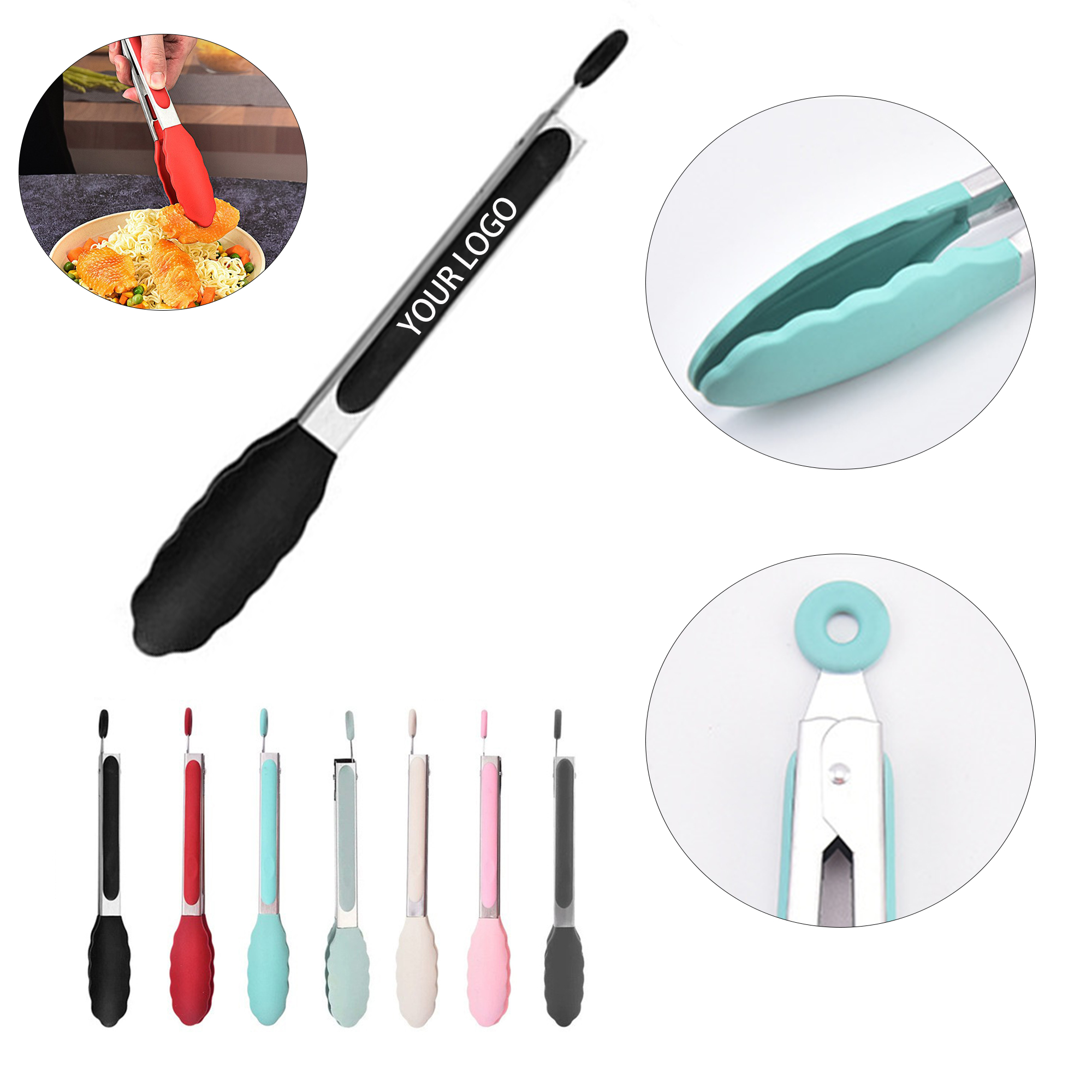 MOQ:5pcs Silicone Kitchen Tongs 2