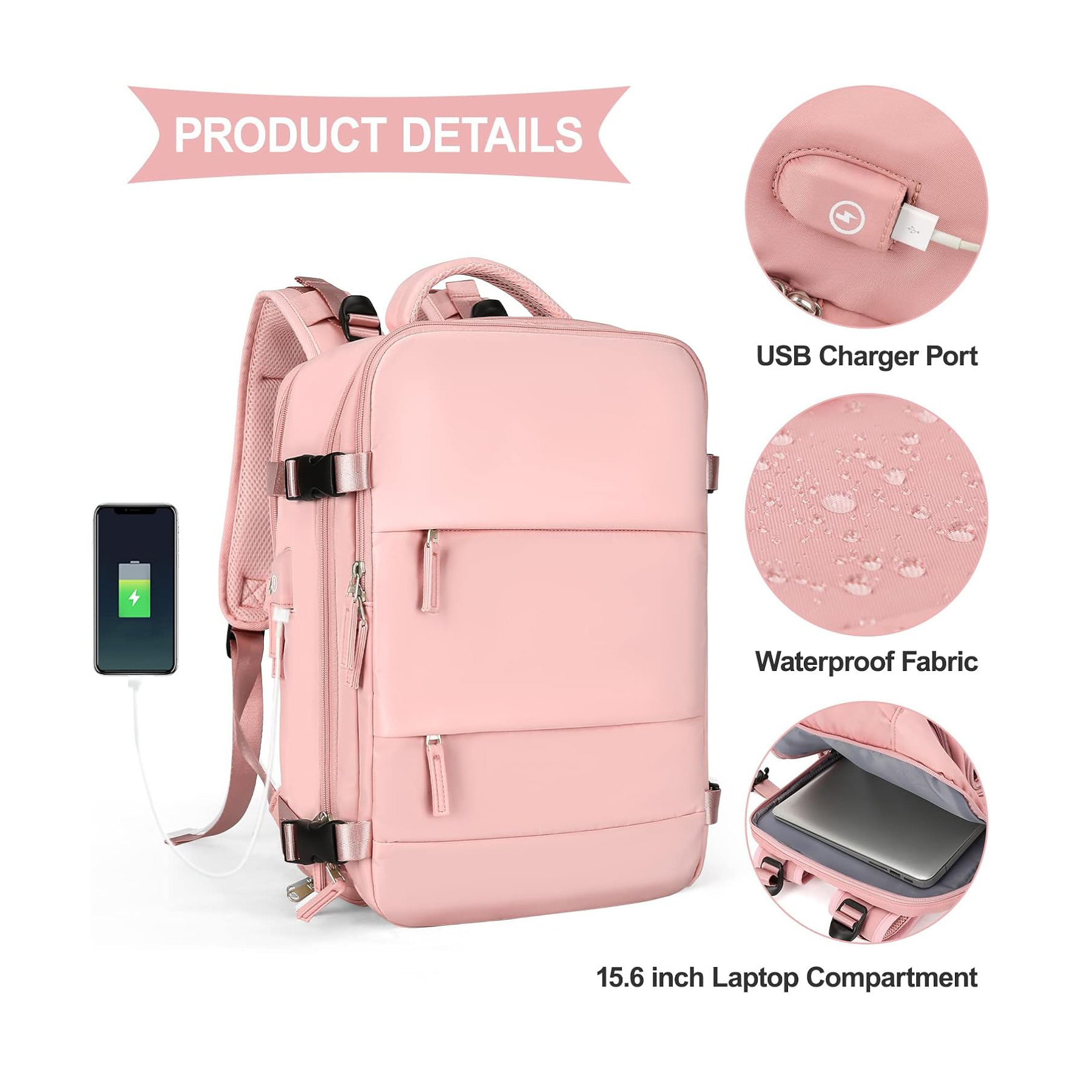 Large Laptop Travel Backpack for Men & Women 7
