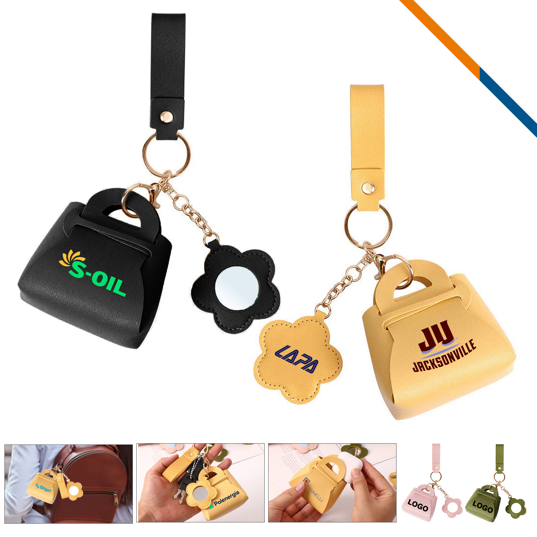 Ticase Mini PU Leather Mirror Coin Keychain Purse 2