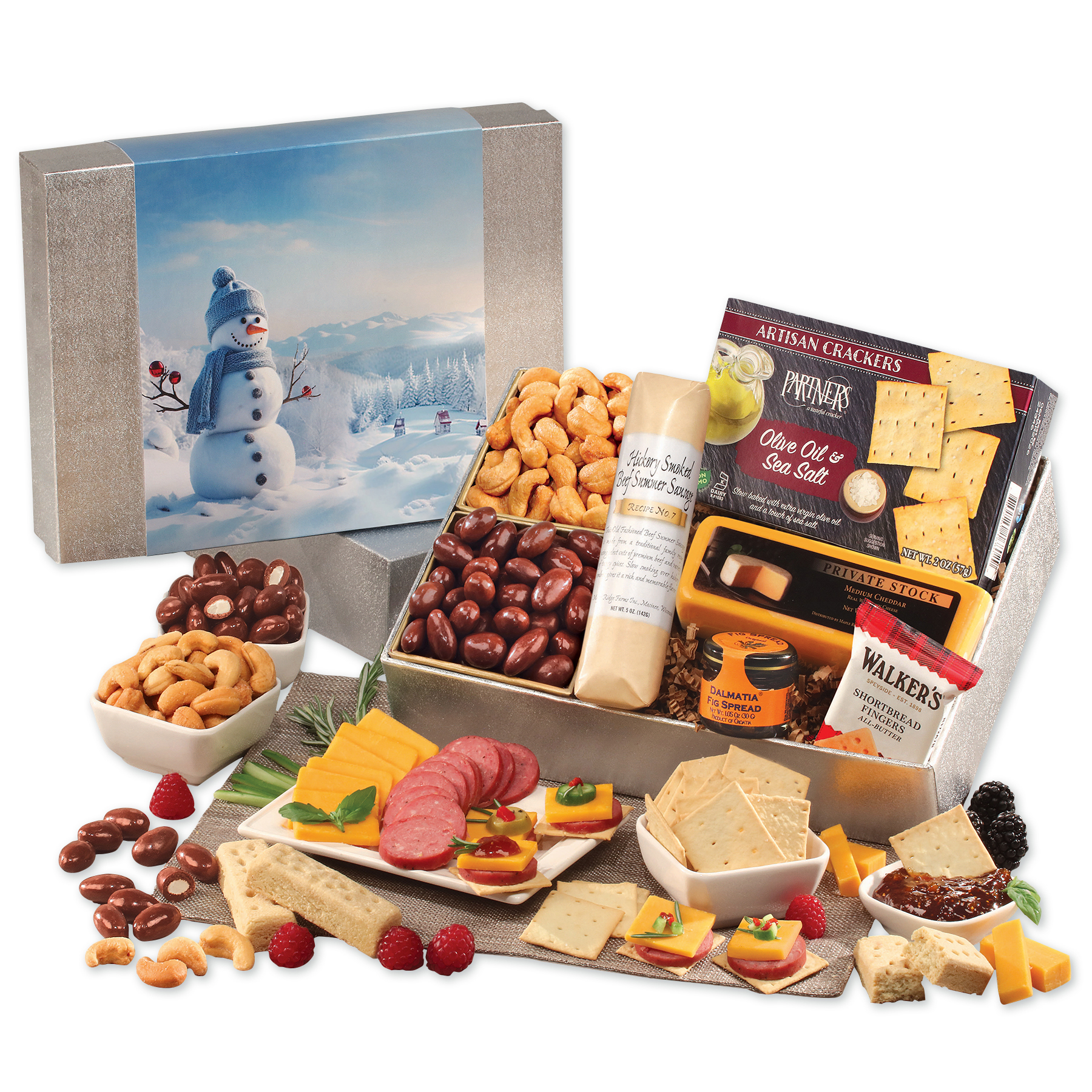 Snacking Smorgasbord with Blue Snowman Sleeve 3