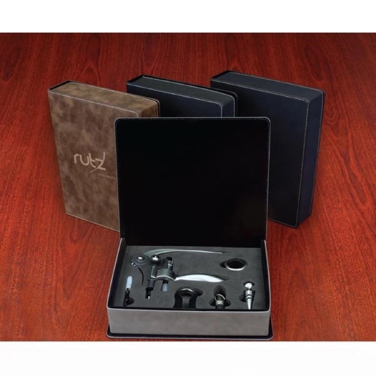 Leatherette Wine Tool Push Lever Set 19