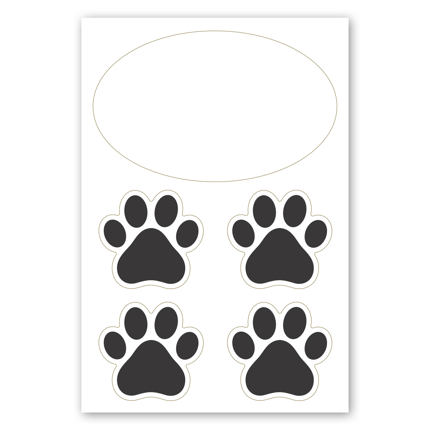2 in 1 Oval Car Magnet with 4 Paw Prints 3