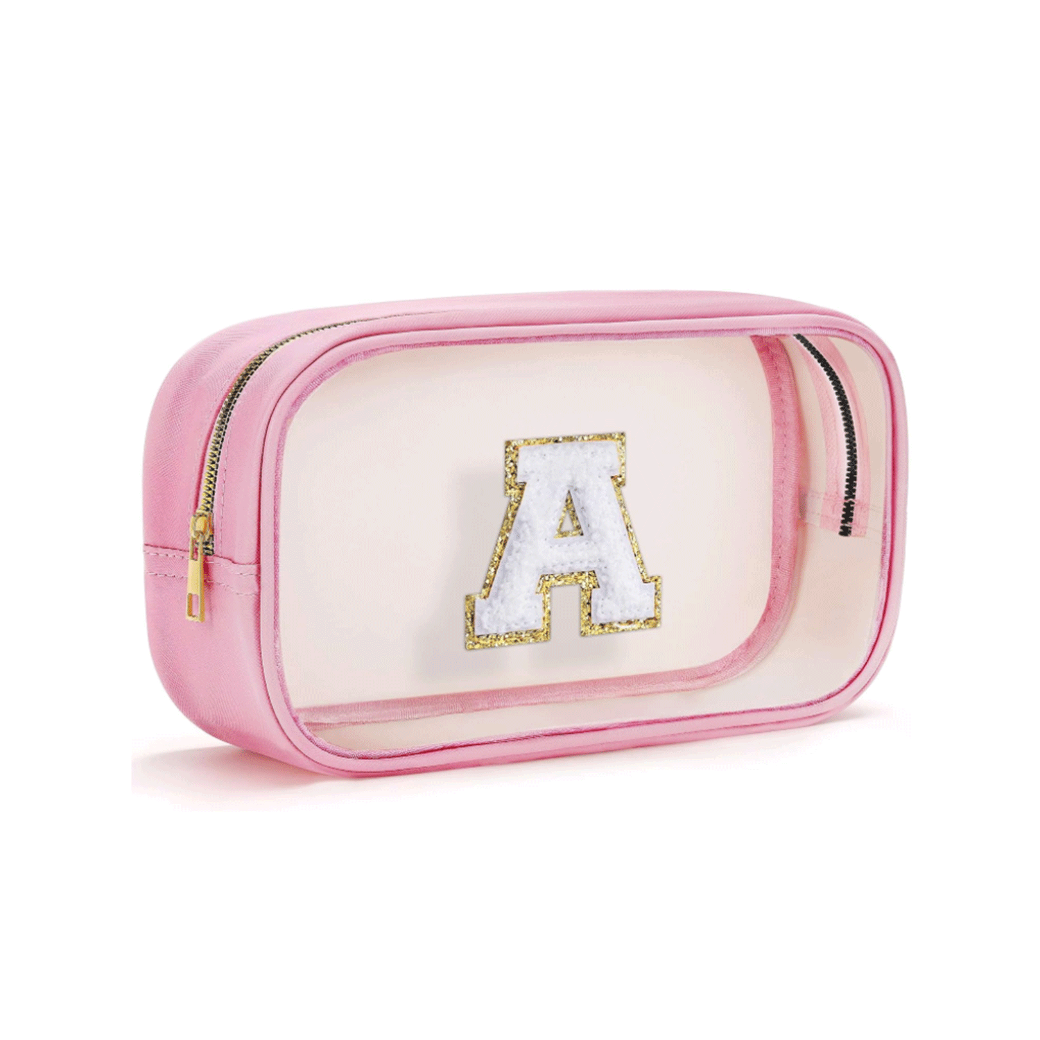 PVC and PU Leather Clear Makeup Bag W/ Initial Letter 9