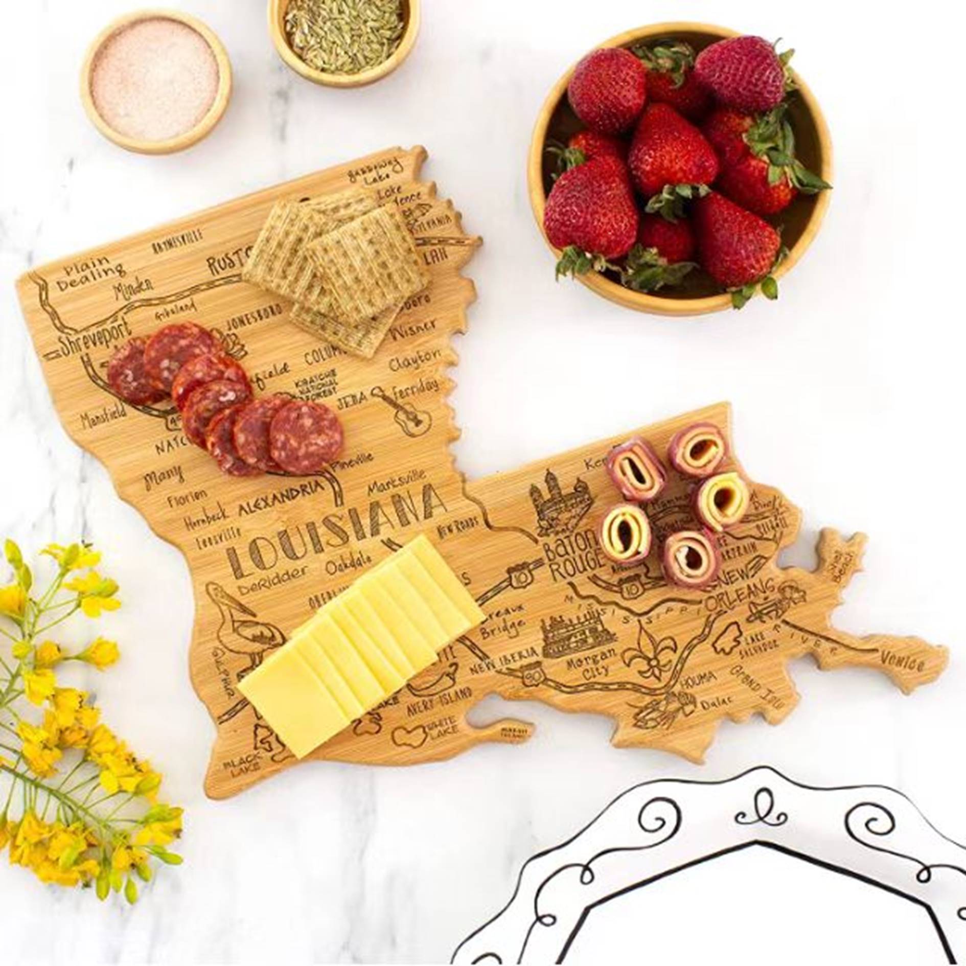 Louisiana Shaped Wooden Cutting Board 4