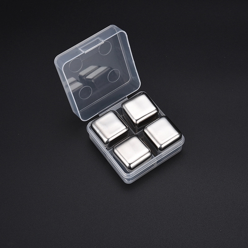Stainless Steel Reusable Ice Cubes - Set of 4 3