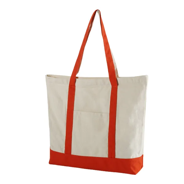 Zippered Two-Tone Canvas Tote with Front Pocket 5