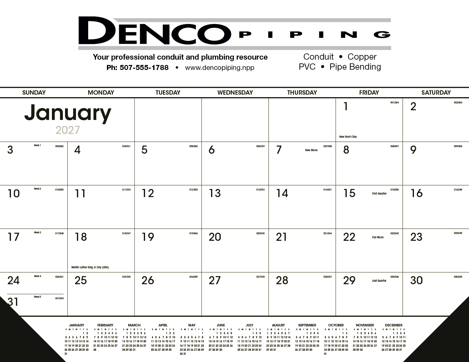 Triumph® Calendars Black & White Desk Pad with Vinyl Corners 8