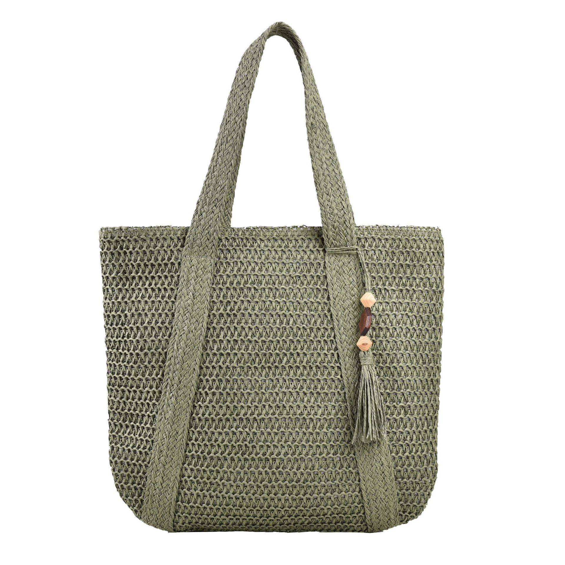 Jute Straw Beach Tote Bag Summer Woven with Tassels, custom tote bag with logo imprint 5
