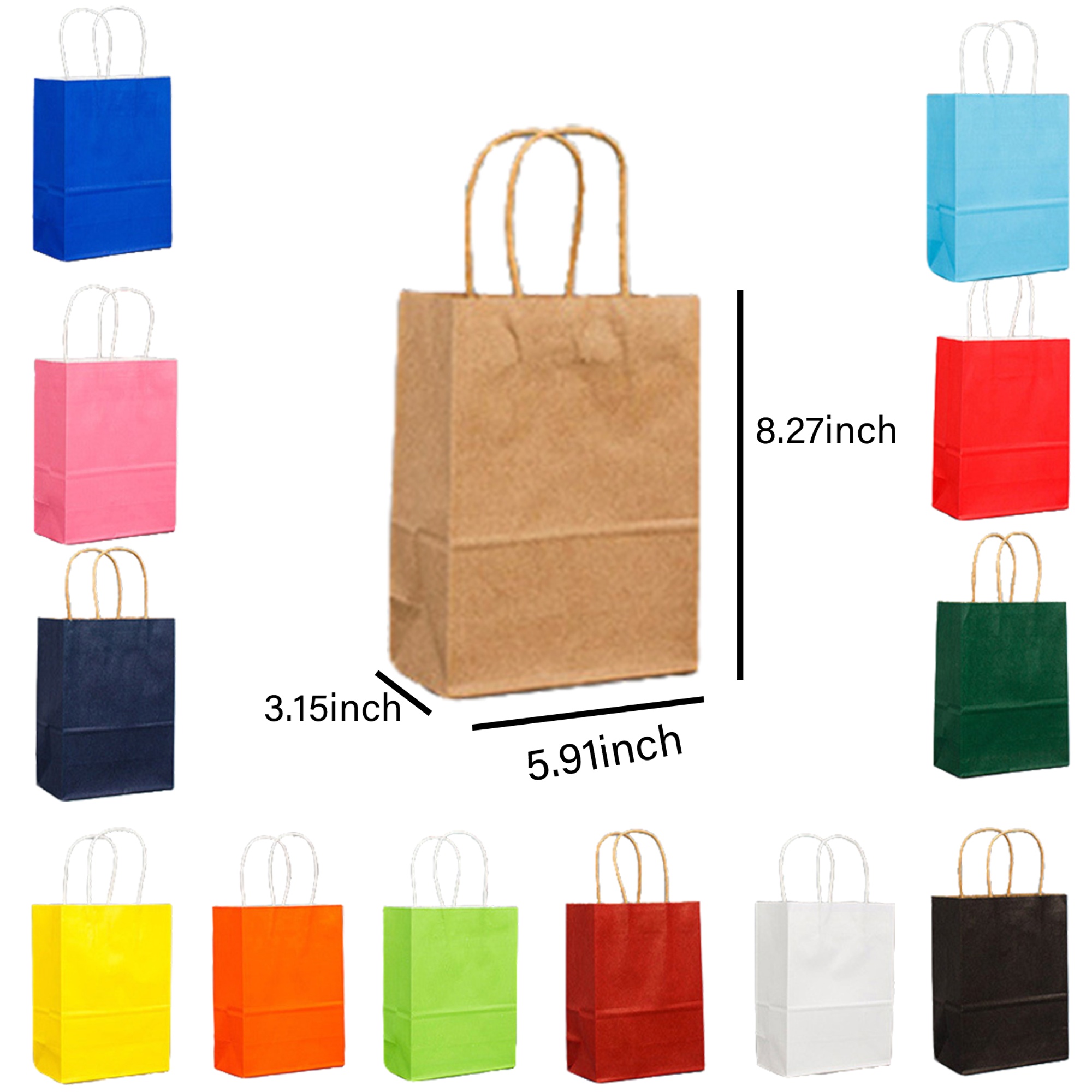MOQ 20 PCS Colorfui Kraft Paper Handle Bags 3