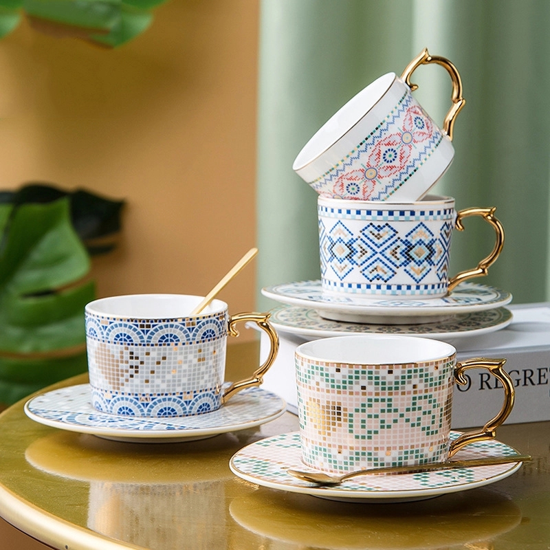 Custom 5 oz Ceramic Coffee Mug Saucer Set 2